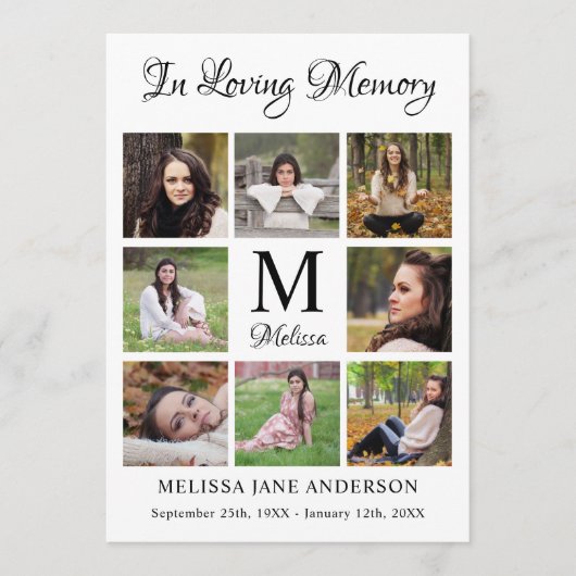 Memorial Personalized 8 Photo Service Funeral Programma (Voorkant)