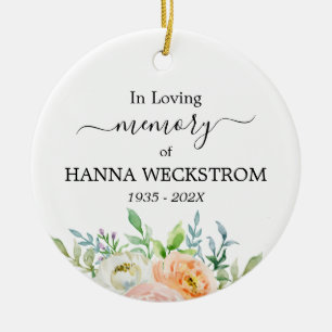 Memorial Personalized Photo Floral Keramisch Ornament