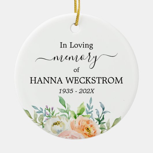 Memorial Personalized Photo Floral Keramisch Ornament (Voorkant)