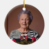 Memorial Personalized Photo Floral Keramisch Ornament (Achterkant)