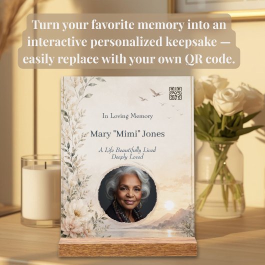 Mémorial personnalisé avec photo et code QR