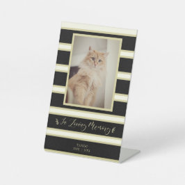 Memorial Pet Cat Dog Golden & Black Stripes Foto Reclamebord Met Voetstuk