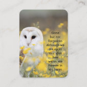 Memorial Photo Barn Owl Bird Visitekaartje (Voorkant)