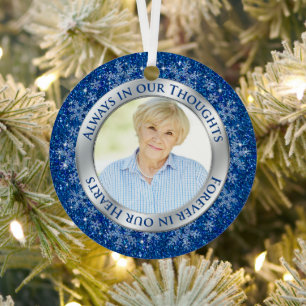 Memorial Photo Blue Altijd in onze Thoughts-progra Metalen Ornament