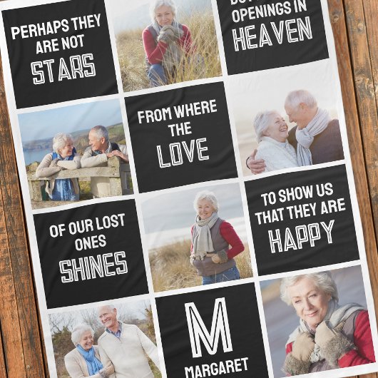 Memorial Photo Collage Quote Fleece Deken