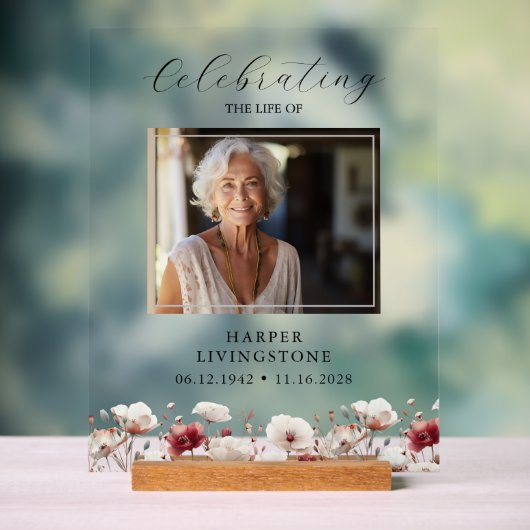 Mémorial photo de pavot rose et blanc 11x14 (Neutre)