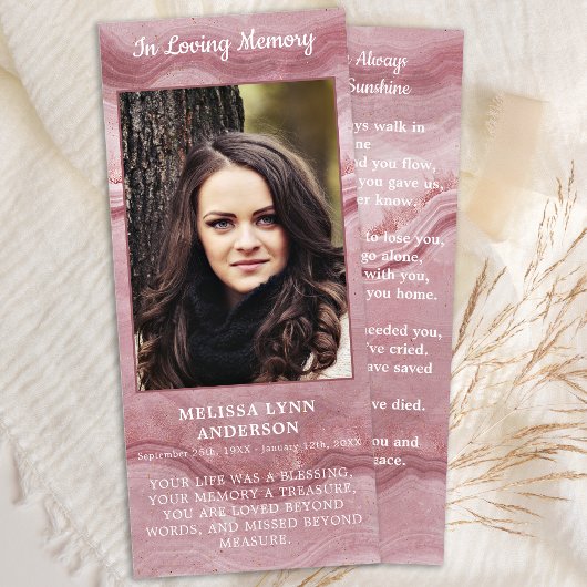 Memorial Photo Funeral Prayer Kaart Roos Kwartz