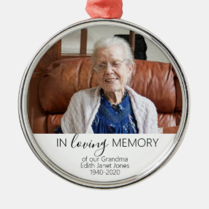 Memorial Photo Gift Kerstmis, in liefdevol geheuge Metalen Ornament