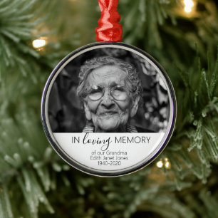 Memorial Photo Gift Kerstmis, in Loving Memory Metalen Ornament