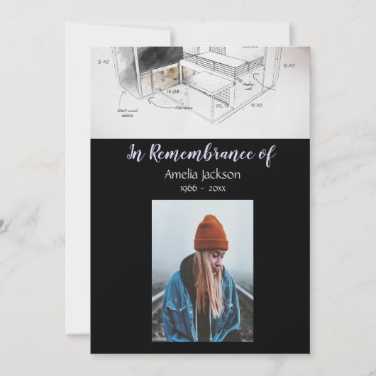 Memorial Photo Invite Architecture Architect Kaart (Voorkant)