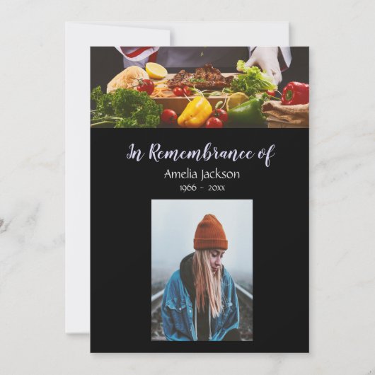 Memorial Photo Invite Cook Chef Kitchen Kaart (Voorkant)