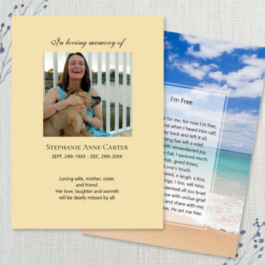 Mémorial photo Je suis Carte de prière gratuite