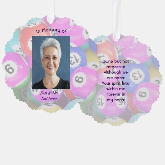  Memorial Photo Keepsake Bingo Game Ornament Kaart (Voorkant / Achterkant)