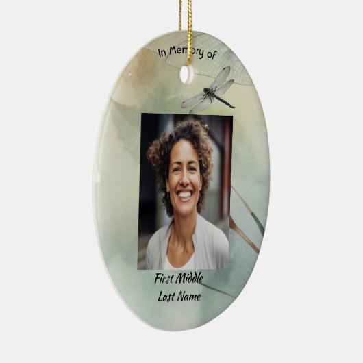 Memorial Photo Keepsake Custom Dragonfly Keramisch Ornament (Rechts)
