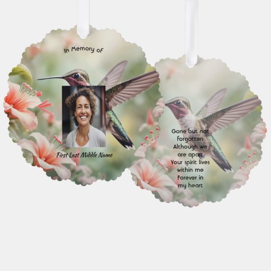 Memorial Photo Keepsake Hummingbird Ornament Kaart (Voorkant / Achterkant)