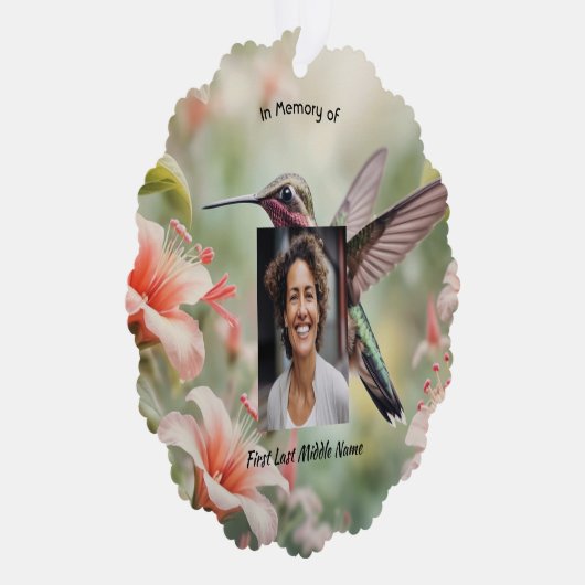 Memorial Photo Keepsake Hummingbird Ornament Kaart (Rechts)