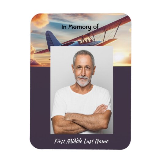 Memorial Photo Pilot Airplane Flying Sunset Magneet (Verticaal)
