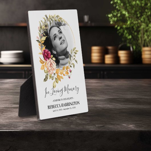 Memorial Photo Plaque Waterverf Roos Gold Lijst Fotoplaat