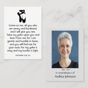 Memorial Photo Prayer Ballet Slippers Dancer Visitekaartje