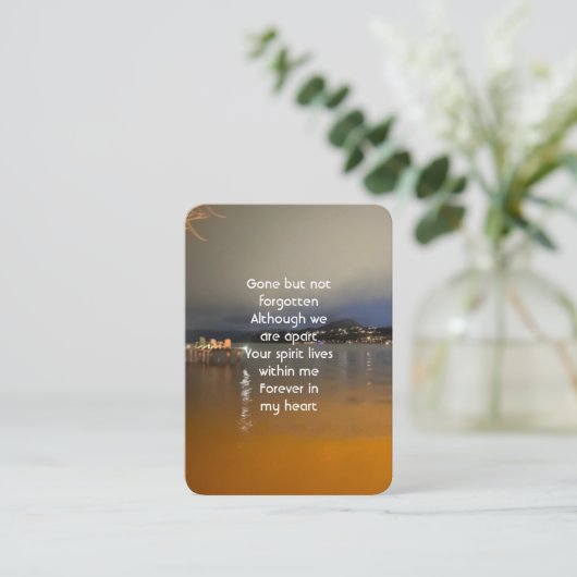 Memorial Photo Prayer Dawn Morning Lake Beach Dock Visitekaartje (Staand voorkant)