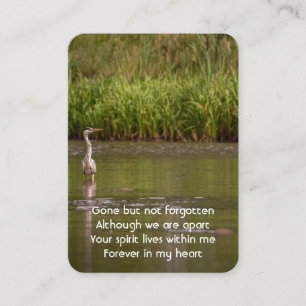 Memorial Photo Prayer Lake Great Blue Heron Bird Visitekaartje