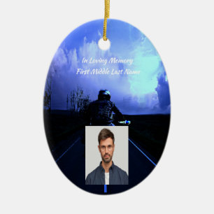 Memorial Photo Prayer Motorcycle Biker Keramisch Ornament
