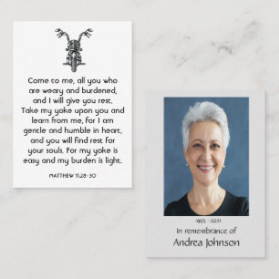 Memorial Photo Prayer Motorcycle Biker Visitekaartje