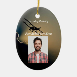 Memorial Photo Prayer Pilot Airplane Flying Keramisch Ornament