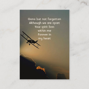 Memorial Photo Prayer Pilot Airplane Flying Visitekaartje