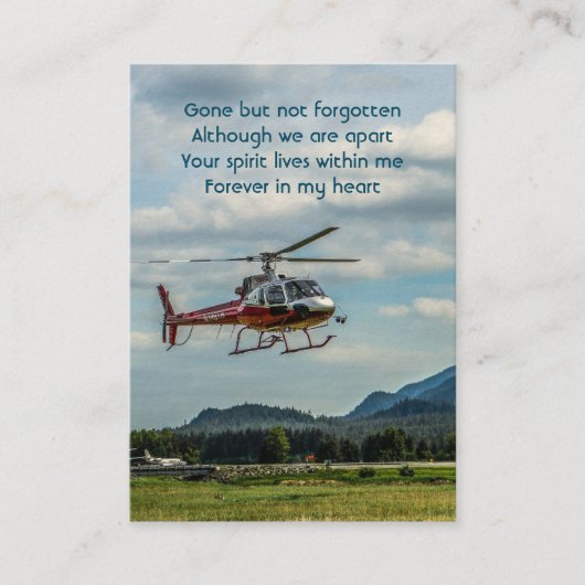 Memorial Photo Prayer Pilot Helikopter Flying Visitekaartje (Voorkant)