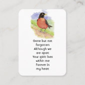Memorial Photo Prayer Waterverf Robin Garden Bird Visitekaartje (Voorkant)