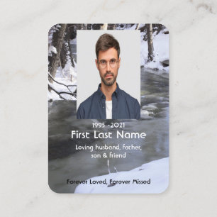 Memorial Photo Prayer Winter Snow Creek Frost Visitekaartje