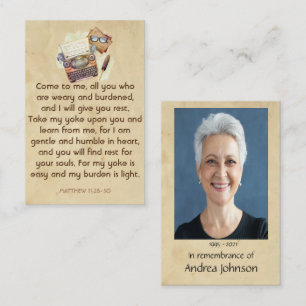 Memorial Photo Prayer Writer Author Writing Visitekaartje