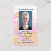 Memorial Photo Prière Jardin Fleurs Carte de visit (Dos)