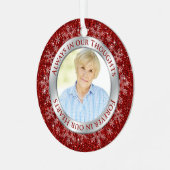Memorial Photo Red Altijd in onze Thoughts-program Metalen Ornament (Voorkant links)