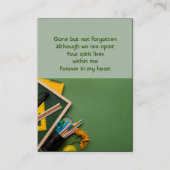 Memorial Photo Teacher Instructor Visitekaartje (Voorkant)