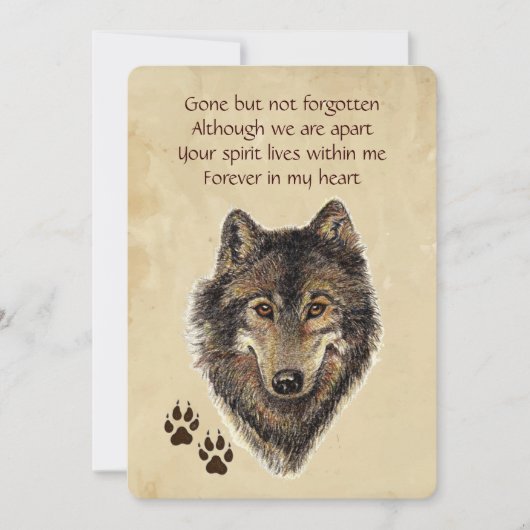 Memorial Pocket Keepslag Wolf Animal Kaart (Voorkant)