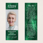 Memorial Poem Emerald Green Photo Signet funéraire (Devant & derrière)