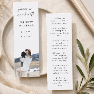 Memorial Poem Funeral Favor Mini Bladwijzer Kaart Visitekaartje