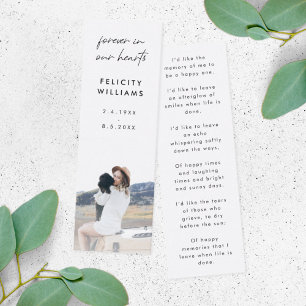 Memorial Poem Funeral Favor Mini Bladwijzer Kaart Visitekaartje