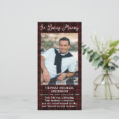 Memorial Prayer Funeral Bladwijzer Burgundy Pset (Staand voorkant)