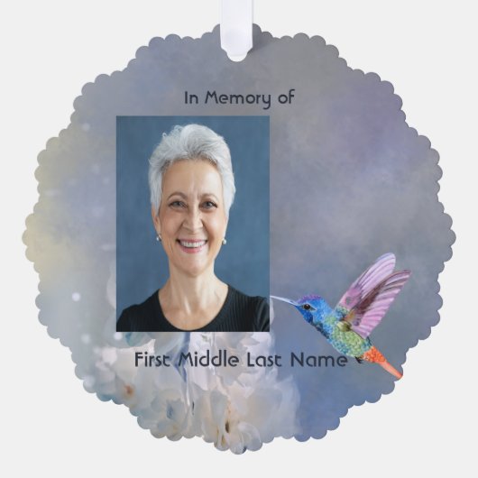Memorial Prayer Kaart Hummingbird White Flowers (Voorkant)