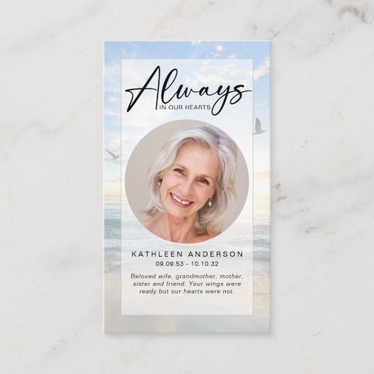 Memorial Prayer Kaart | Ocean Birds Contactkaartje (Voorkant)