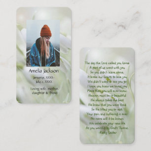 Memorial Prayer Kaart Snowdrops Garden Flowers Visitekaartje