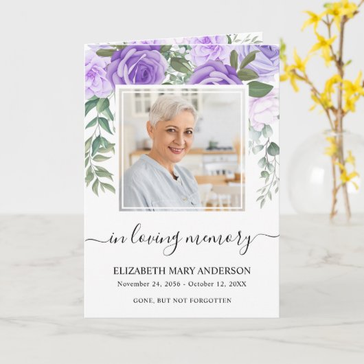 Memorial Purple Aquarelle Florale Programme funéra (Fleur jaune)