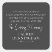 Memorial Quote Modern Elegant Simple Chic Vierkante Sticker (Voorkant)