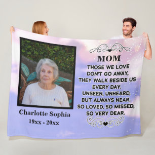 Memorial quote voor mam Custom Photo and name Fleece Deken
