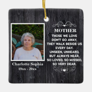 Memorial quote voor mam Custom Photo and name Keramisch Ornament