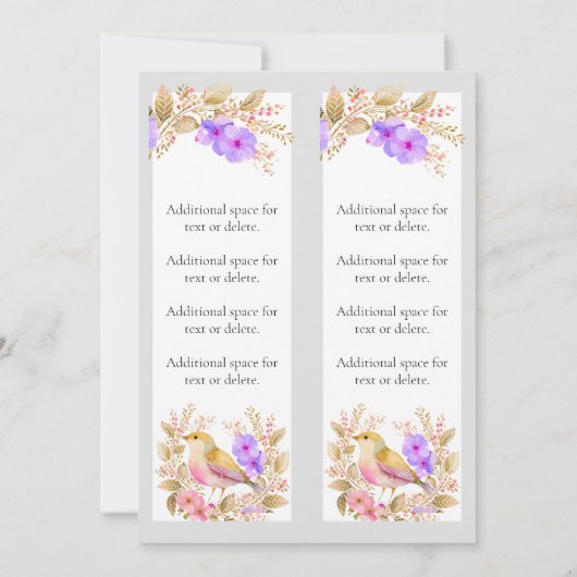 Memorial Remembrance Waterverf Bird Two Bladwijzer Kaart (Achterkant)