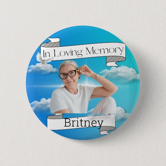Memorial RIP Heaven & Ribbon Ronde Button 5,7 Cm (Voorkant)